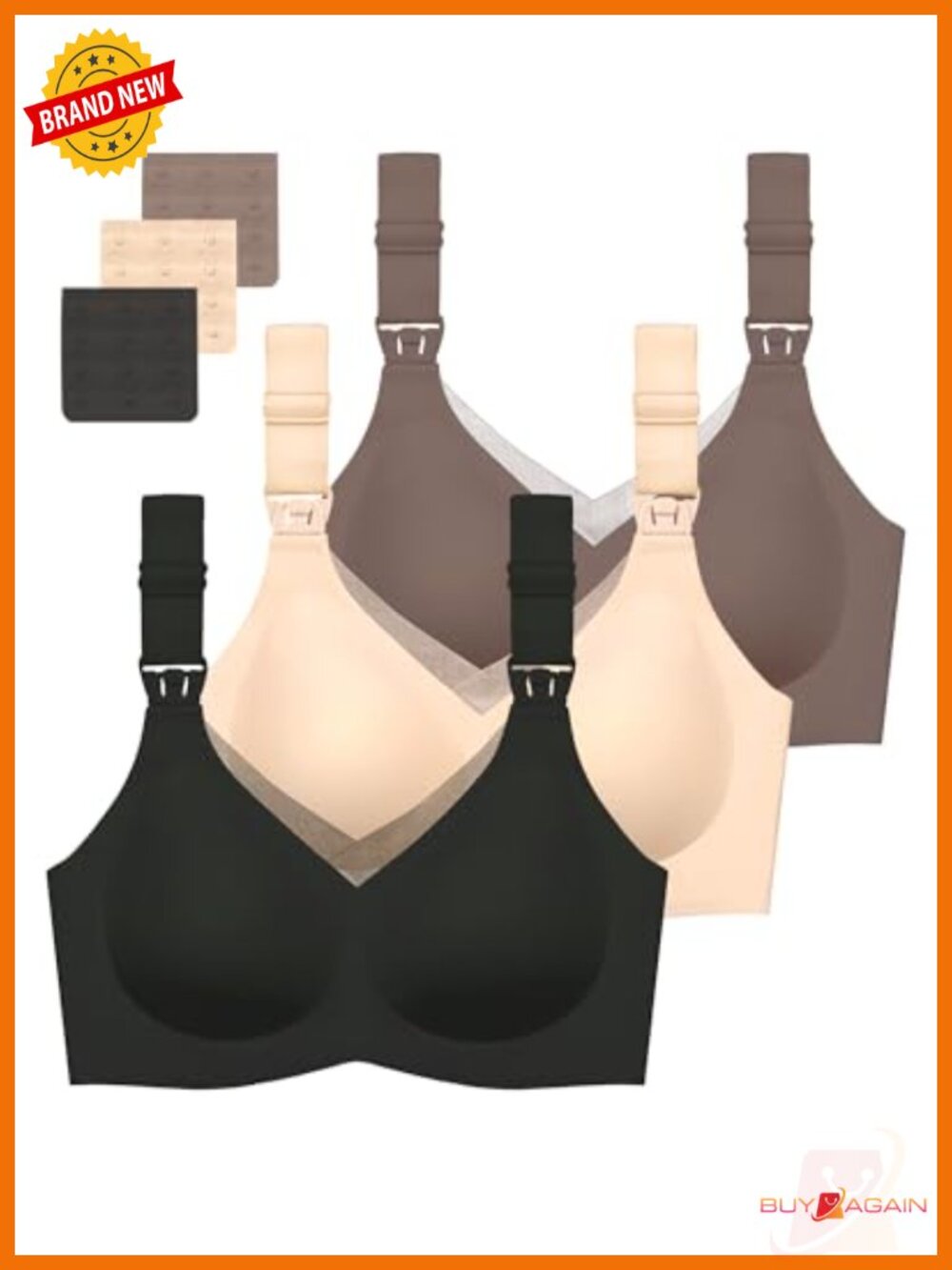 Seamless V Neck Mesh Nursing Bralette Maternity Bra 3 Pack